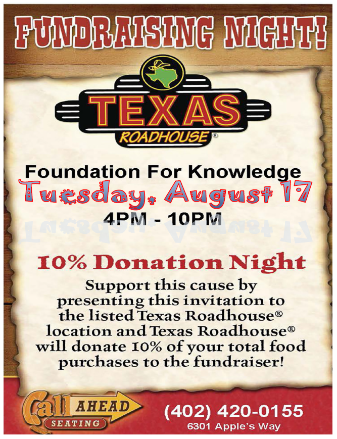 Palmyra Schools Texas Roadhouse Fundraising Night